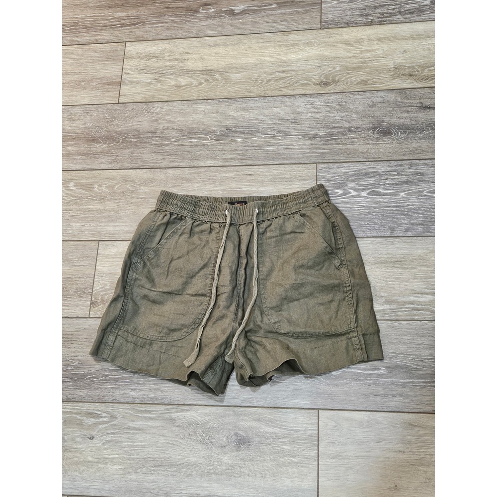 Quince Women Olive Green Linen Pull On Shorts Elastic Waist XS